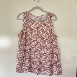 St‎ Johns bay womens XL Fruit Print Strawberry Plus Size Cotton Tank Top